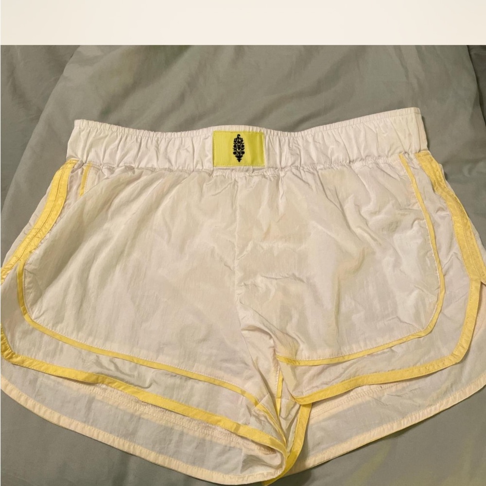 FP Movement by Free People Cream and Yellow Athletic Shorts